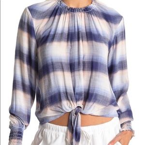 CLOTH AND STONE Mae Tie-Front Plaid Blouse